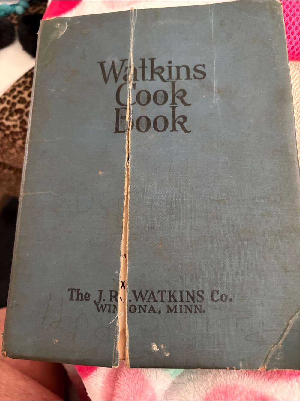 Watkins Cook Book Vintage Cookbook cover split/stained pages but no pages miss